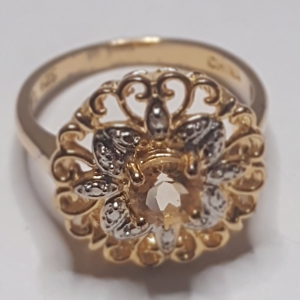 Size 6 citrine ring with gold and .925 silver